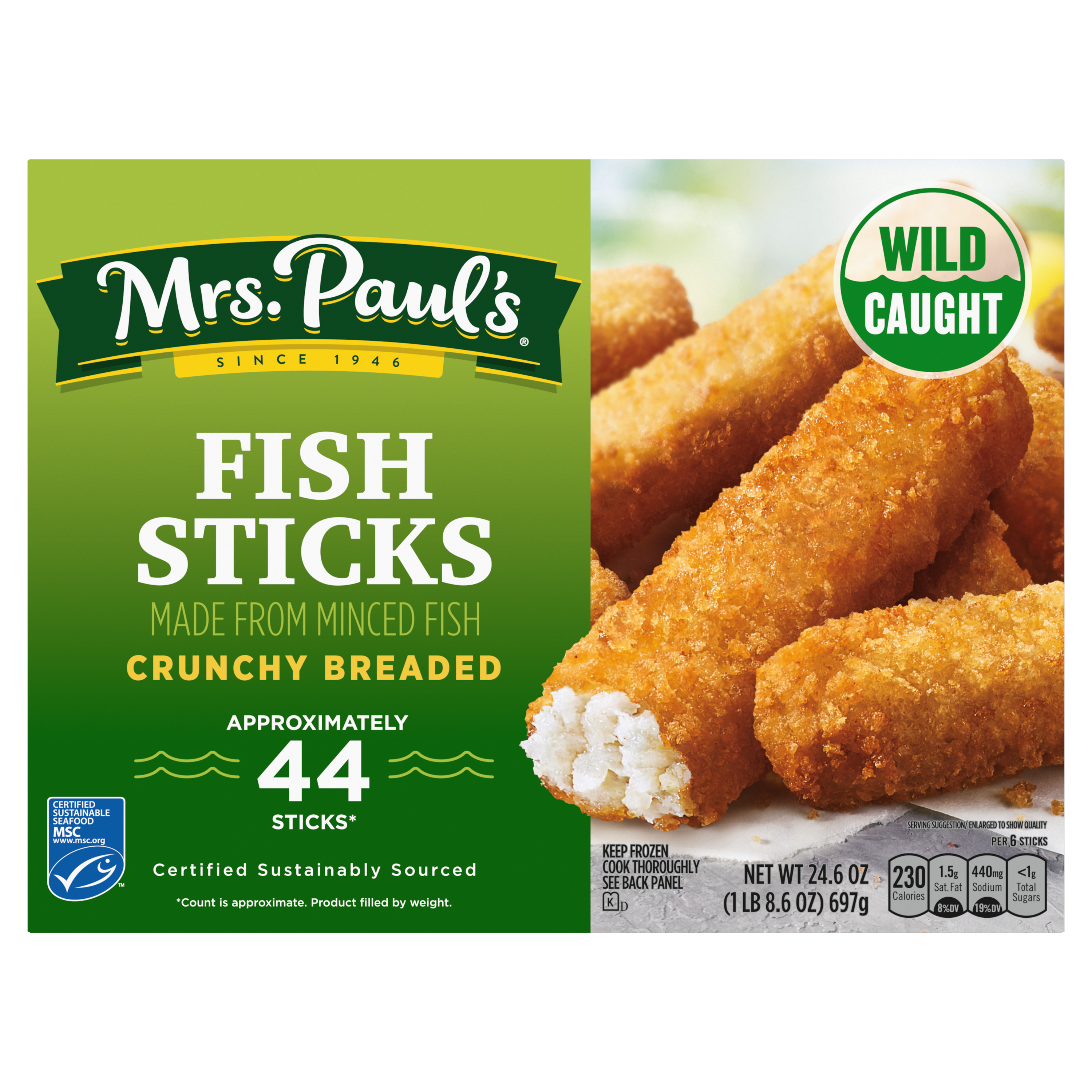 Crunchy Breaded Wild Caught Fish Sticks: Nutrition & Ingredients ...